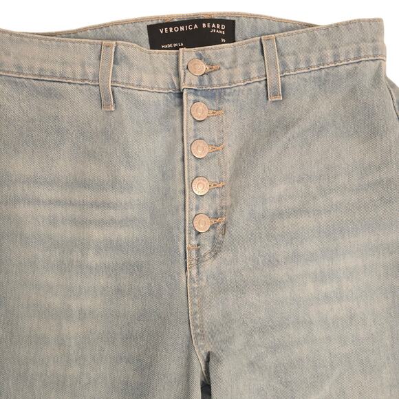 Veronica Beard Grant High Rise Wide Leg Button Fly Jeans - Size 29 (Light Wash) - Picture 2 of 4